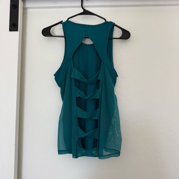 Victorias Secret Sport Workout Tank Top Green Jade Cutout Mesh Gym Active Yoga - Picture 2 of 6